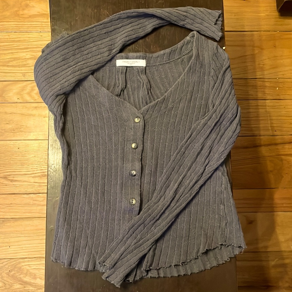 Textured Rib Button Down Sweater